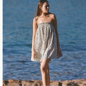 Peony White and Black Ditsy Floral Cami Mini Tent Dress